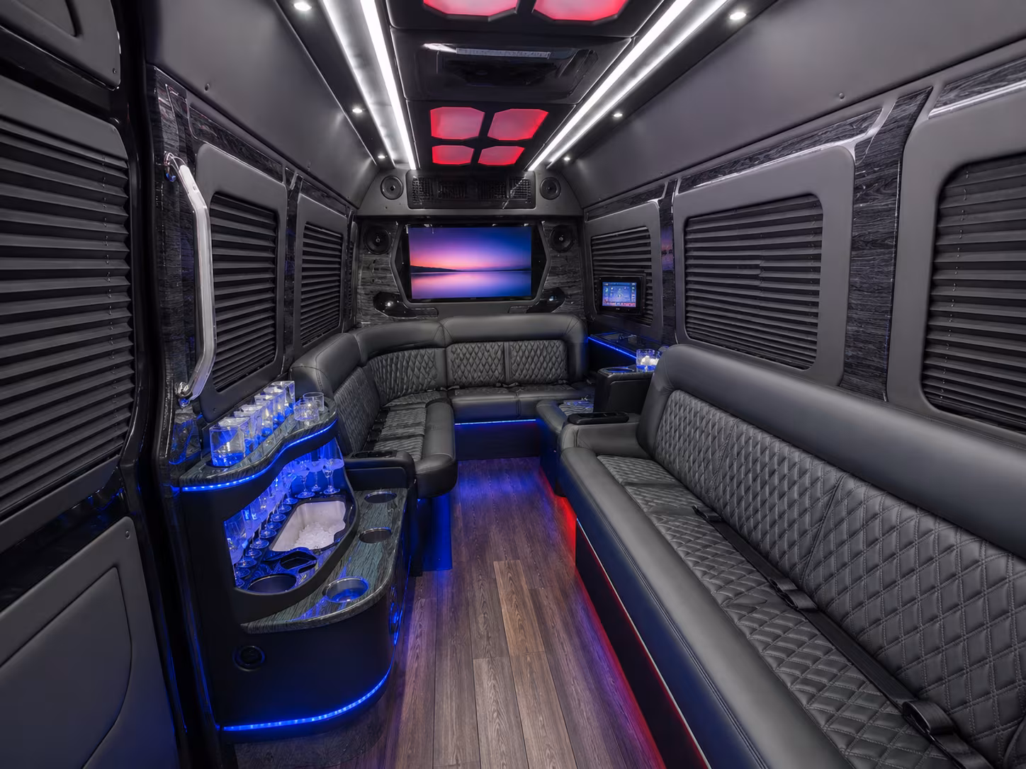 la habra 25 passenger party bus inside