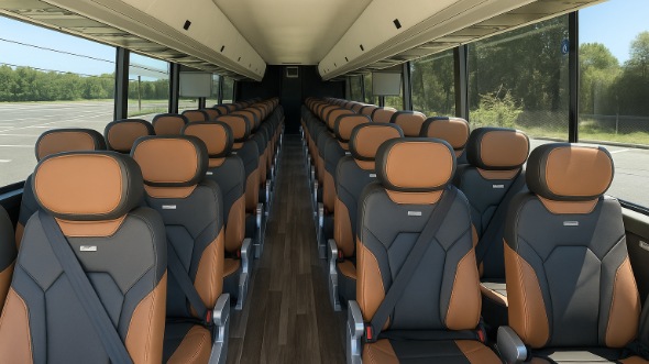 Interior of Charter Bus Company La Habra's 54 Passenger Charter Bus in La Habra