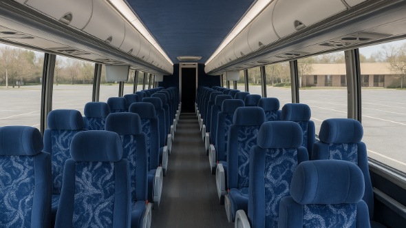 Interior of Charter Bus Company La Habra's 55 Passenger Charter Bus in La Habra