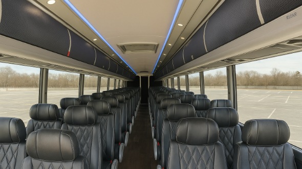 Interior of Charter Bus Company La Habra's 56 Passenger Charter Bus in La Habra