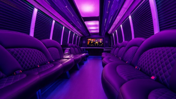 Interior of Charter Bus Company La Habra's Party Bus in La Habra