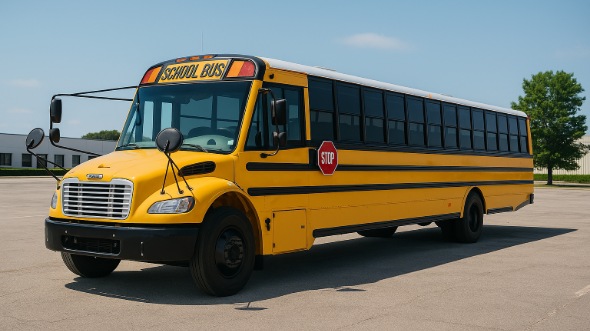 Exterior of Charter Bus Company La Habra's School Bus in La Habra